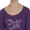 Exte Purple Crystal Embellished Long Sleeve Casual Top