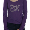 Exte Purple Crystal Embellished Long Sleeve Casual Top
