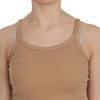PINK MEMORIES Beige Sleeveless Spaghetti Strap Tank Blouse