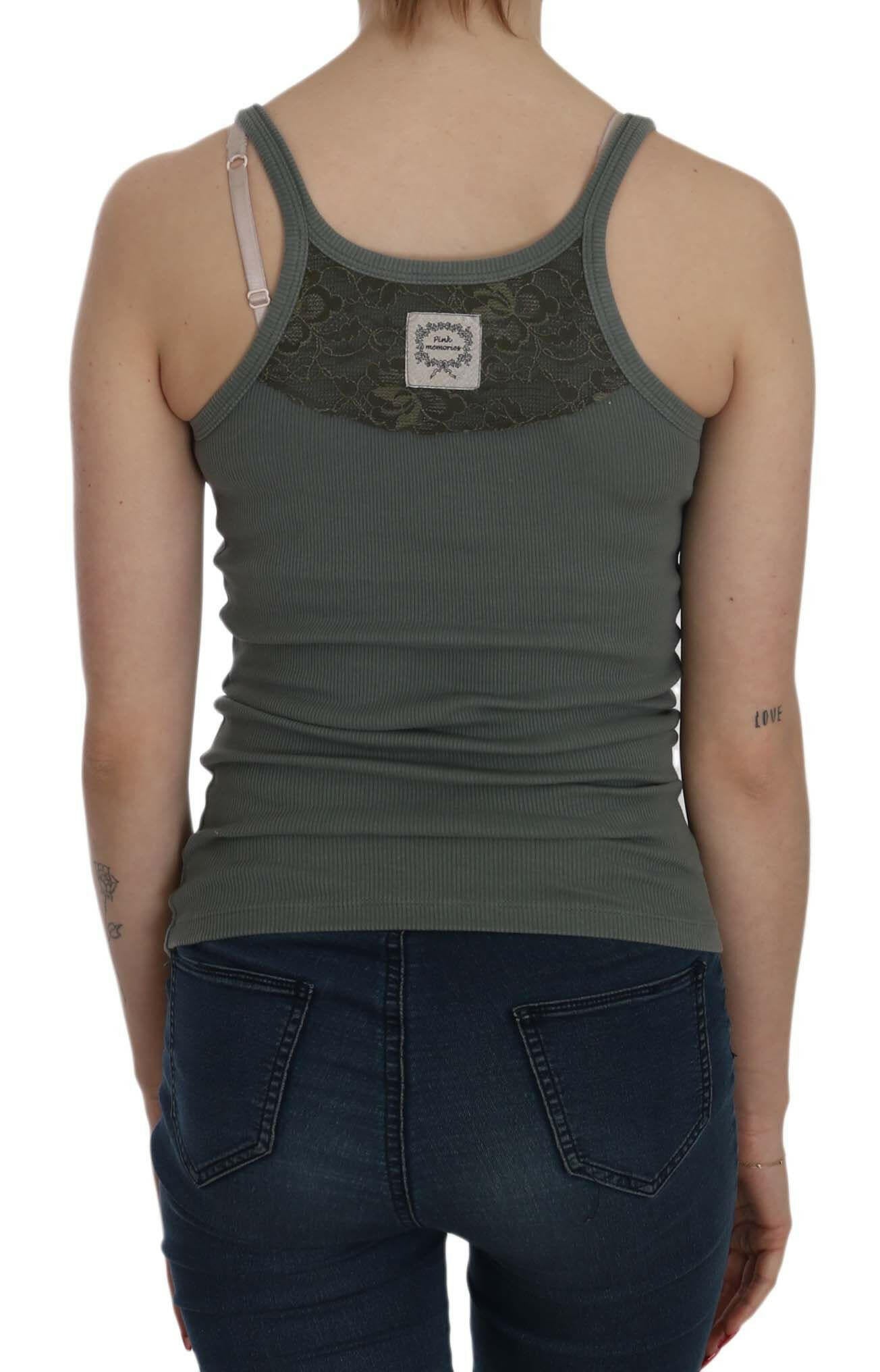 PINK MEMORIES Grüne ärmellose Spaghetti-Tank-T-Shirt-Bluse