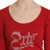 Exte Red Crystal Embellished Long Sleeve Blouse