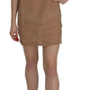 PINK MEMORIES Brown 3/4 Sleeve Crewneck Shift Mini Dress