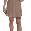 PINK MEMORIES Beige Spaghetti Strap A-line Mini Cotton Dress