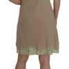 PINK MEMORIES Beige Lace Spaghetti Strap Mini Cotton Dress