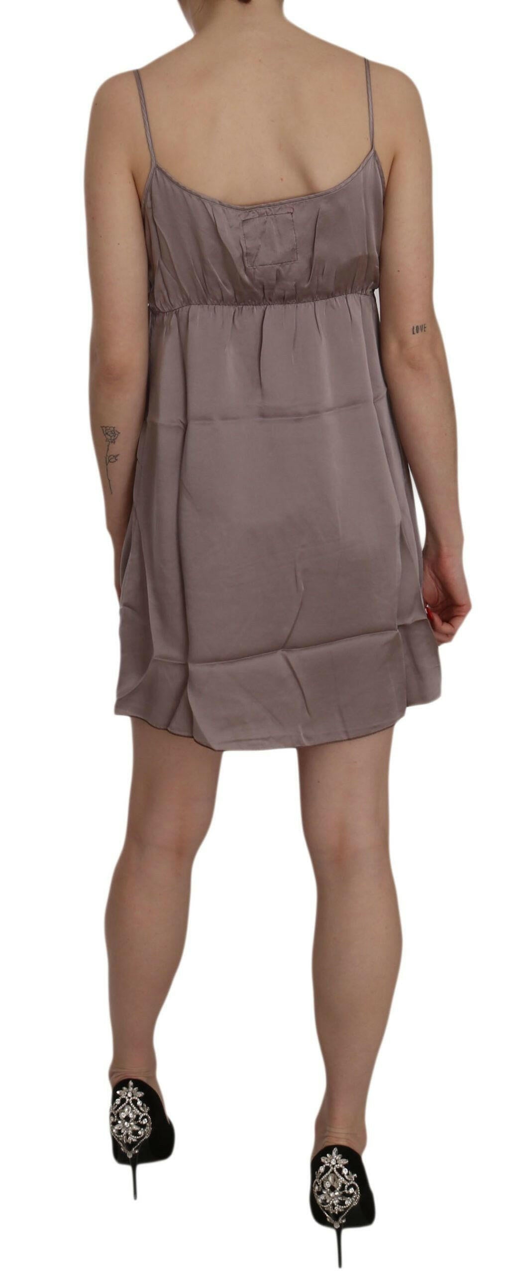 PINK MEMORIES Élégante mini-robe en soie à bretelles spaghetti