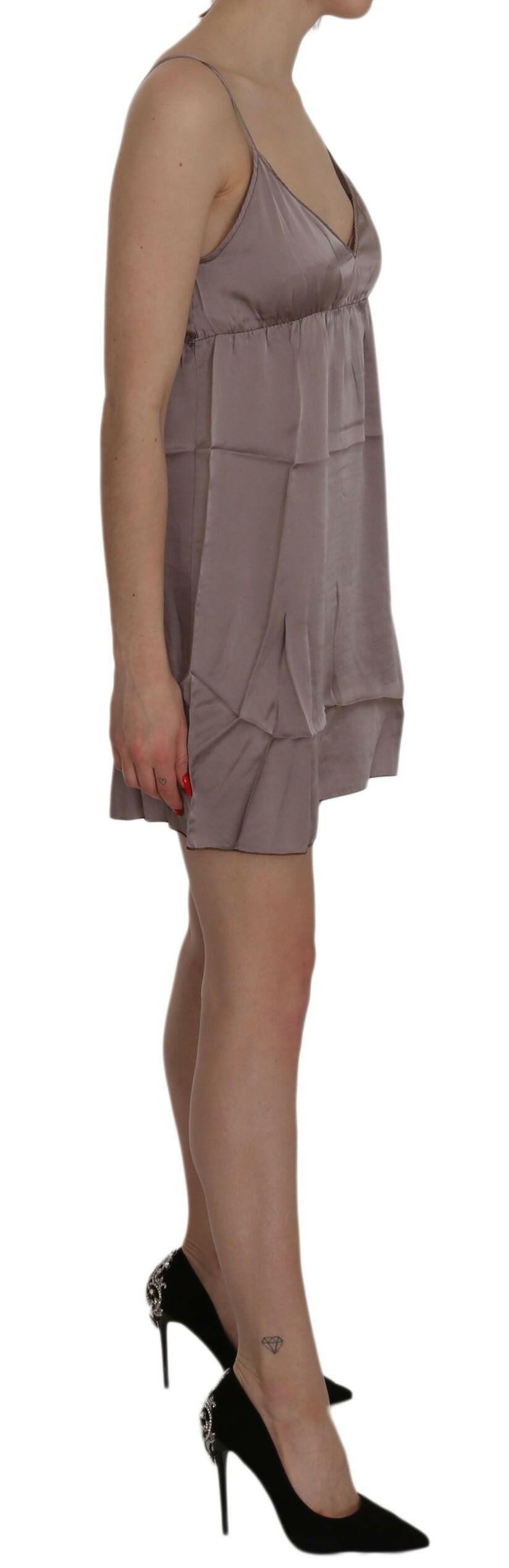 PINK MEMORIES Élégante mini-robe en soie à bretelles spaghetti