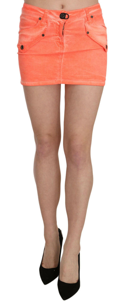 PLEIN SUD Orangefarbener lässiger Minirock aus Baumwollstretch