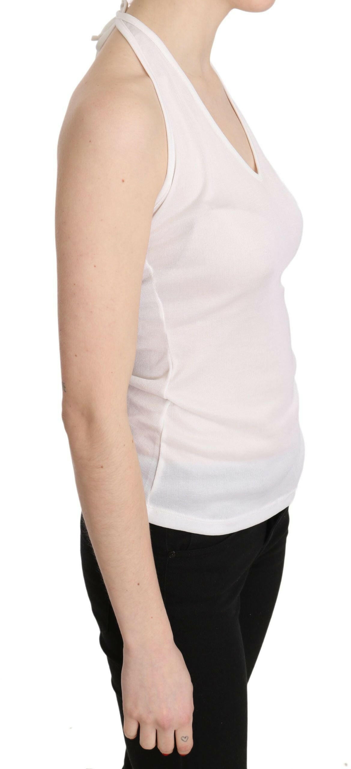 GF Ferre – Weiße Neckholder-Bluse aus Baumwolle mit ärmellosem lässigem Tanktop
