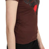 Exte Braunes T-Shirt mit Rundhalsausschnitt und Herzen-Print