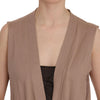 PINK MEMORIES Brown 100% Cotton Sleeveless Cardigan Top Vest