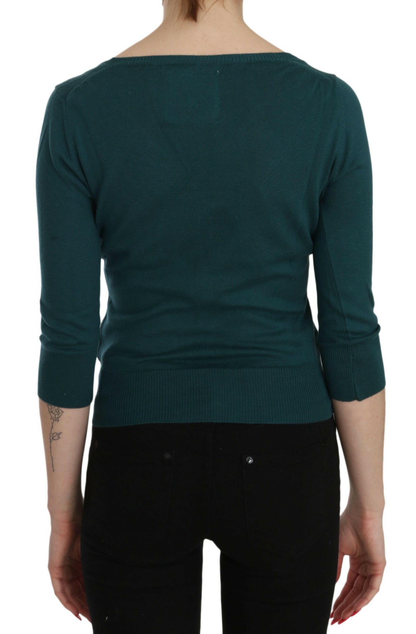 PINK MEMORIES Haut cardigan chic en coton bleu vert