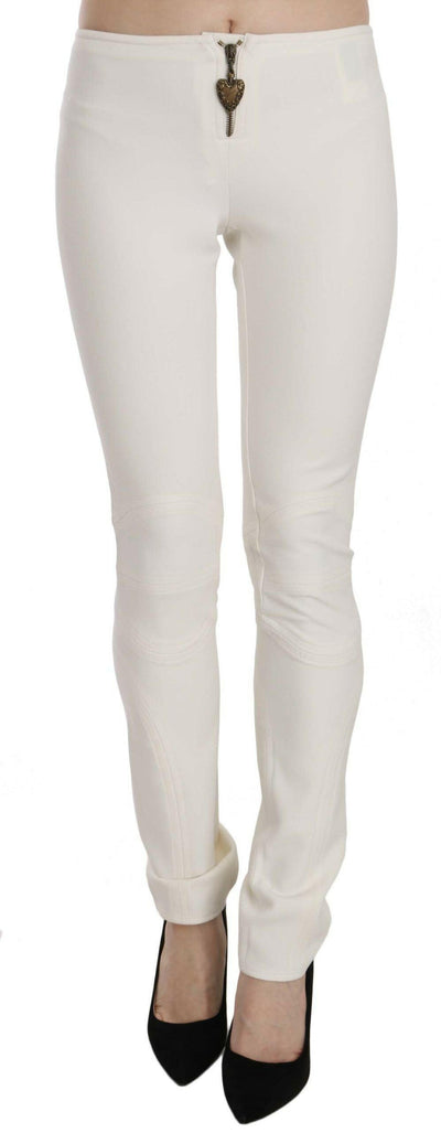Just Cavalli White Mid Waist Skinny Dress Trousers Pants