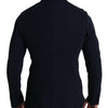 Dolce & Gabbana Dark Blue Dotted Double Breasted Coat Blazer