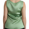 Dolce & Gabbana Green Sleeveless 100% Silk Top Tank Blouse