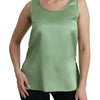 Dolce & Gabbana Green Sleeveless 100% Silk Top Tank Blouse
