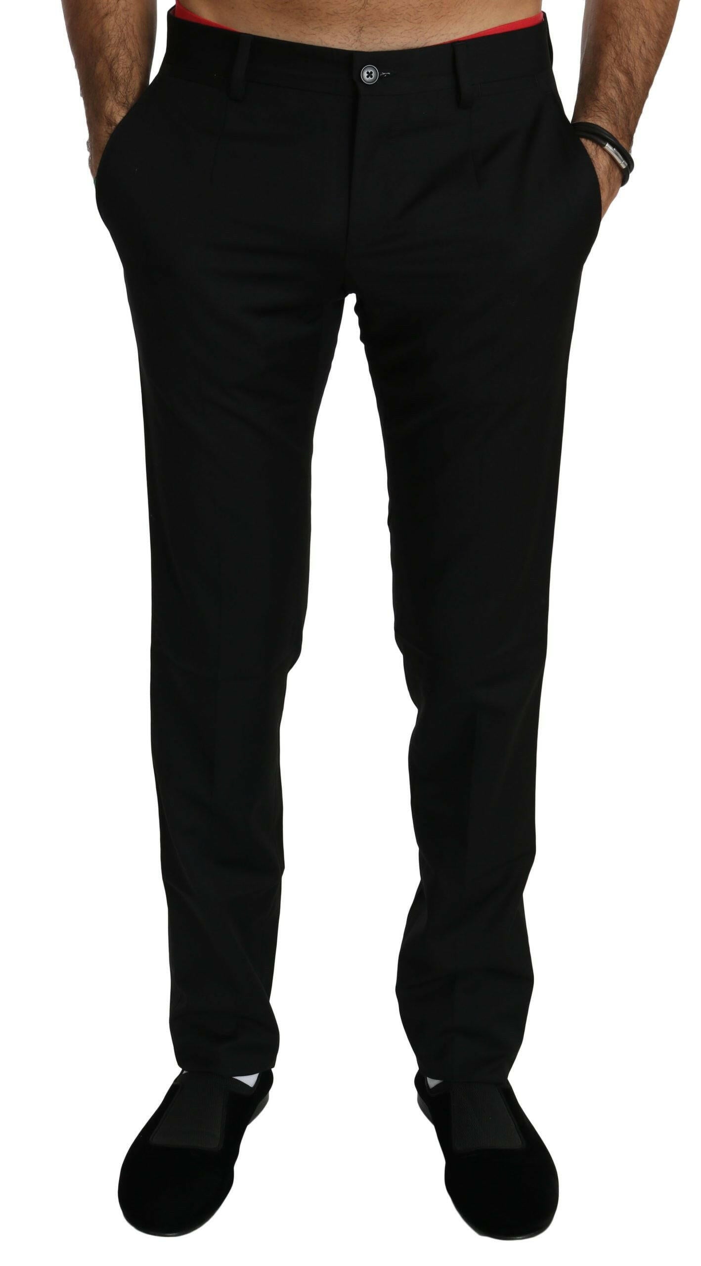 Pantalon habillé élégant en laine noire Dolce &amp; Gabbana