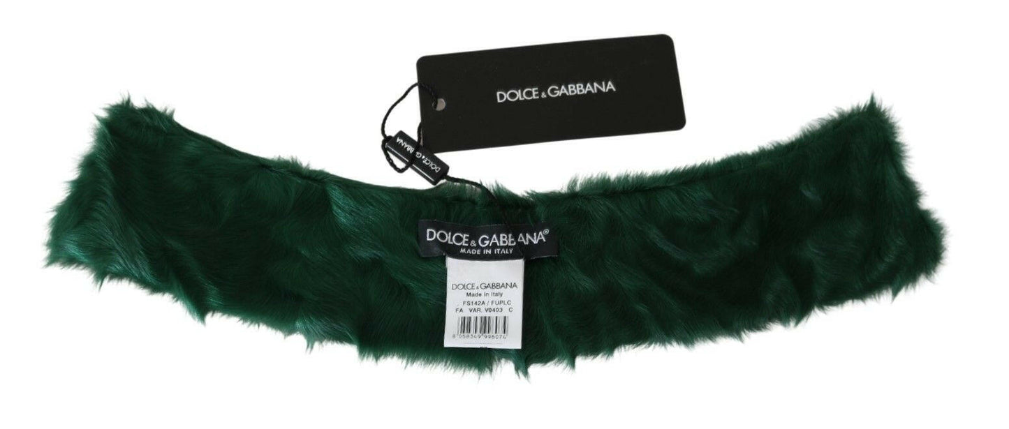 Dolce &amp; Gabbana – Grüner Wickelschal aus Lammfell mit Pelzkragen