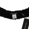 Dolce & Gabbana Black Fur Neck Collar Wrap Lambskin Scarf