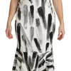 Dolce & Gabbana White Black Printed Sheath Midi Viscose Dress