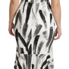 Dolce & Gabbana White Black Printed Sheath Midi Viscose Dress