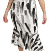 Dolce & Gabbana White Black Printed Sheath Midi Viscose Dress