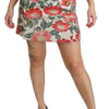 Dolce & Gabbana White Green Red Floral High Waist Mini Skirt