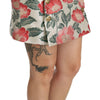 Dolce & Gabbana White Green Red Floral High Waist Mini Skirt