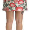 Dolce & Gabbana White Green Red Floral High Waist Mini Skirt
