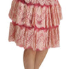 Dolce & Gabbana Pink Lace Layered High Waist Knee Length Skirt