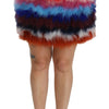 Dolce & Gabbana Red Blue High Waist Mini Feather Skirt