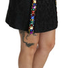 Dolce & Gabbana Black Crystal Embellished High Waist Skirt