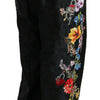 Dolce & Gabbana Black Brocade Floral Sequined Beaded Pants
