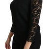 Dolce & Gabbana Black Lace Long Sleeve Nylon Blouse