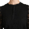 Dolce & Gabbana Black Lace Long Sleeve Nylon Blouse