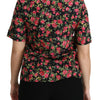 Dolce & Gabbana Black Floral Roses Short Sleeve Top Blouse
