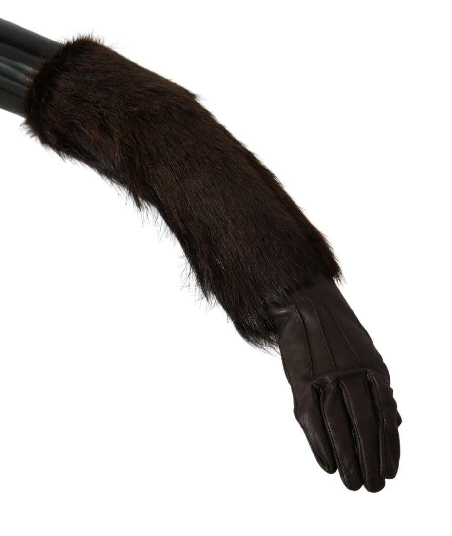 Gants élégants en cuir Dolce &amp; Gabbana jusqu'aux coudes