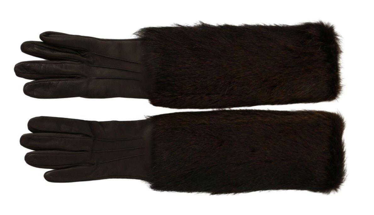Gants élégants en cuir Dolce &amp; Gabbana jusqu'aux coudes