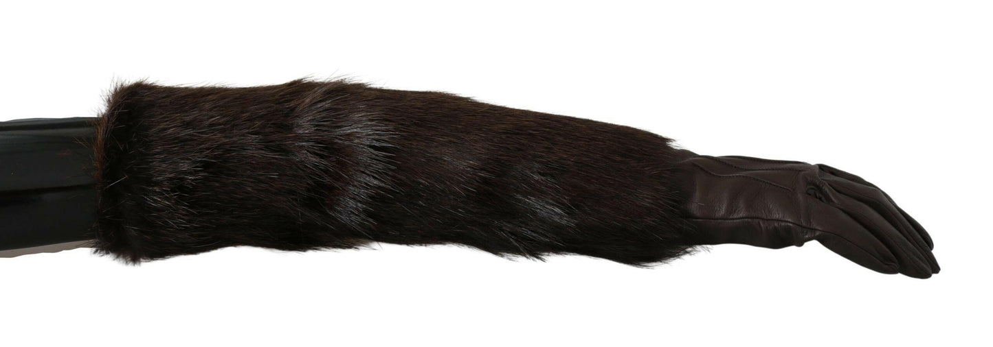 Gants élégants en cuir Dolce &amp; Gabbana jusqu'aux coudes