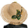 Dolce & Gabbana Beige Wide Brim Floral Bucket Capello Hat