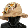 Dolce & Gabbana Beige Wide Brim Floral Bucket Capello Hat