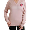 Dolce &amp; Gabbana – Seidenpullover mit rosa Blumenverzierung