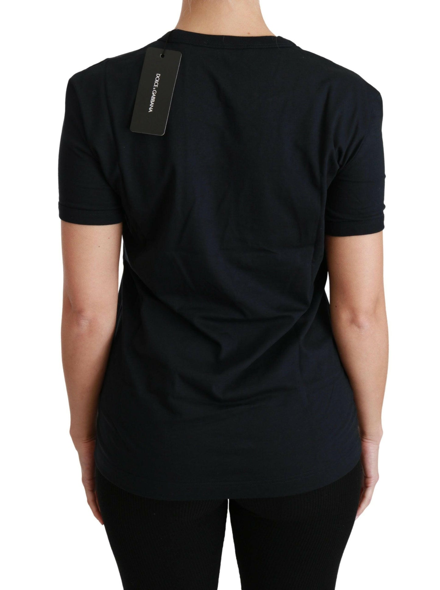 T-shirt élégant à col rond bleu Amore de Dolce &amp; Gabbana