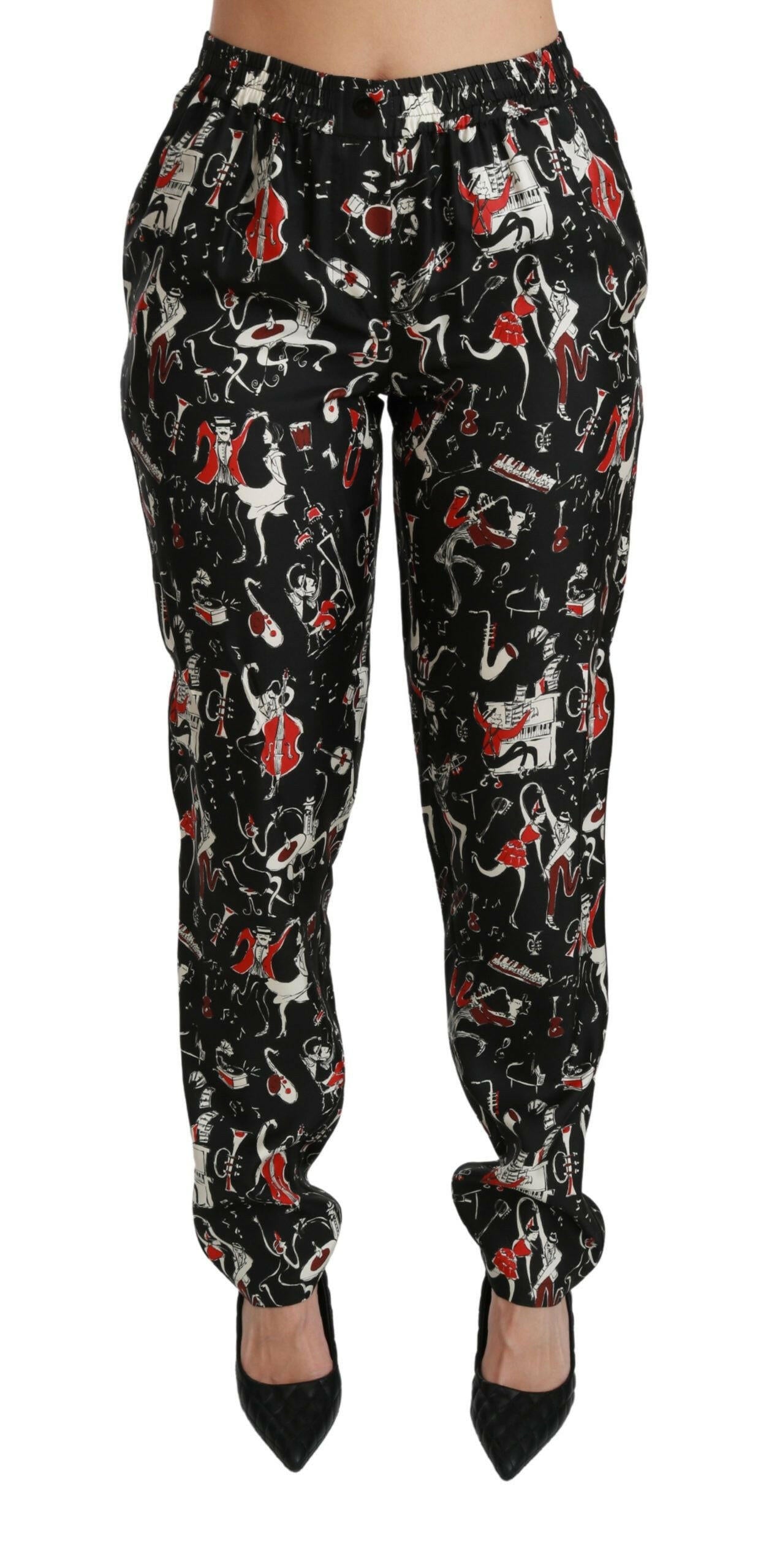 Pantalon slim taille moyenne en soie Dolce &amp; Gabbana