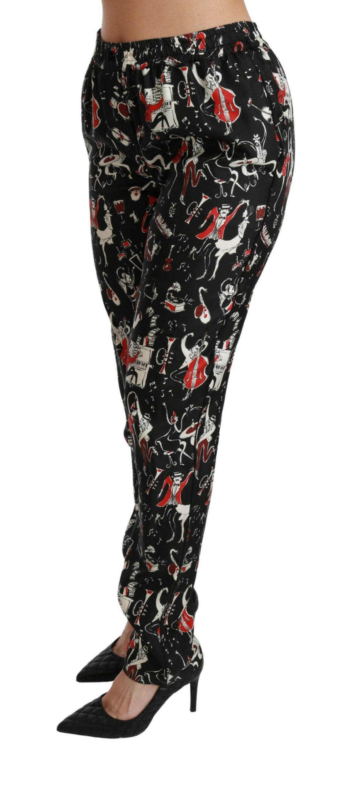 Pantalon slim taille moyenne en soie Dolce &amp; Gabbana