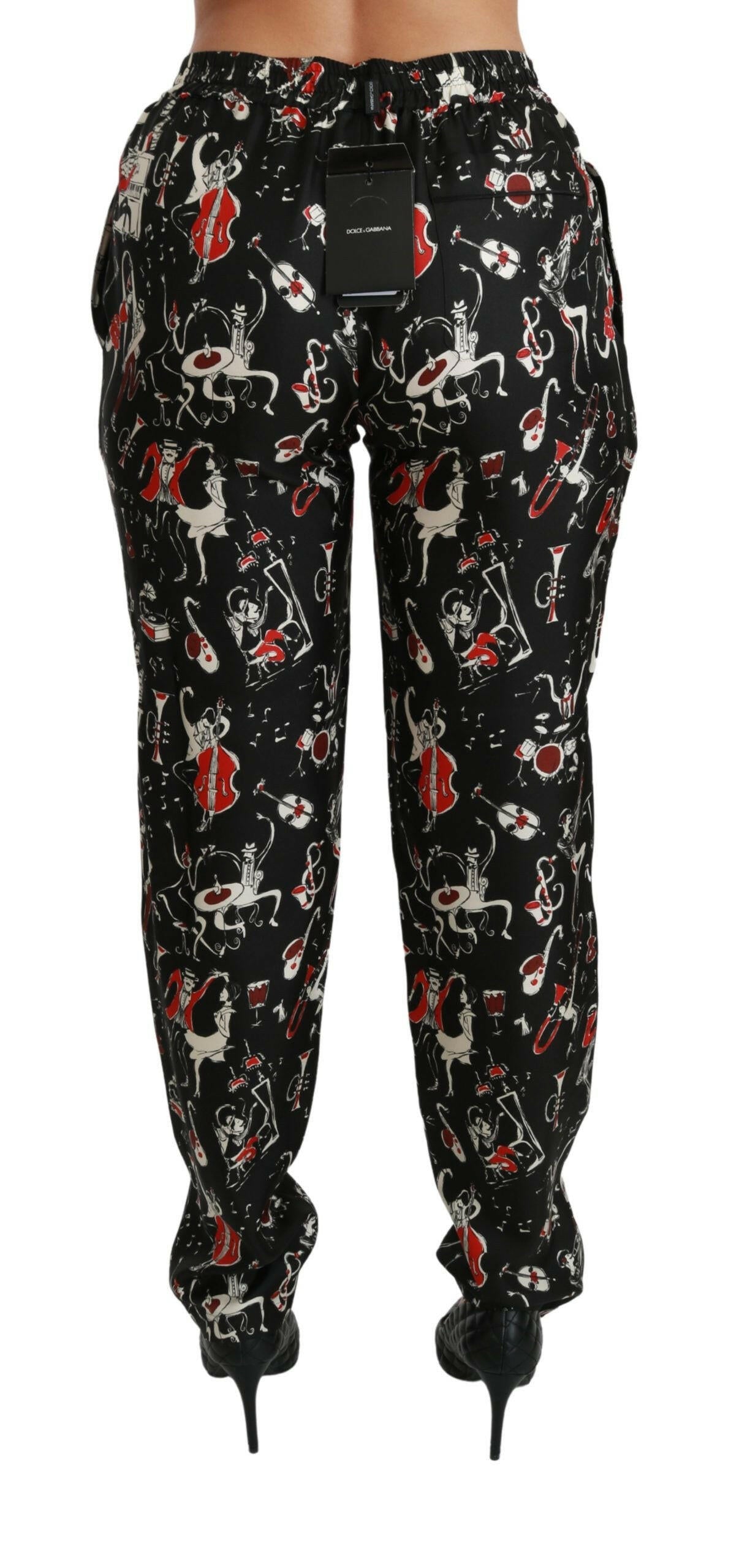 Pantalon slim taille moyenne en soie Dolce &amp; Gabbana