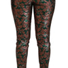 Dolce & Gabbana Green Bronze Leaf Tights Skinny Pants