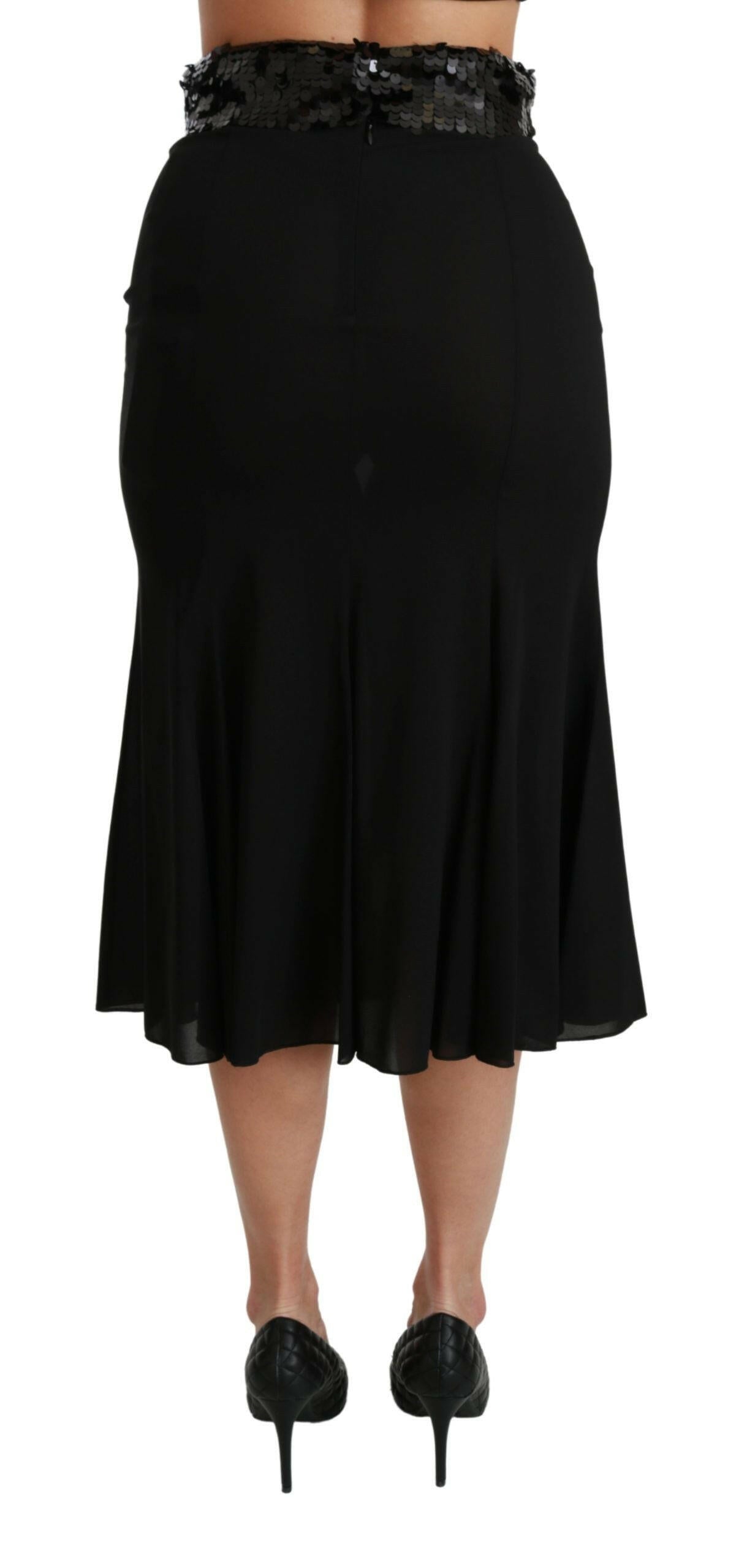 Jupe noire élégante à paillettes taille haute Dolce &amp; Gabbana