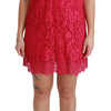 Dolce & Gabbana Pink Floral Lace Shift Gown Mini Dress