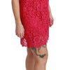 Dolce & Gabbana Pink Floral Lace Shift Gown Mini Dress