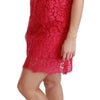 Dolce & Gabbana Pink Floral Lace Shift Gown Mini Dress